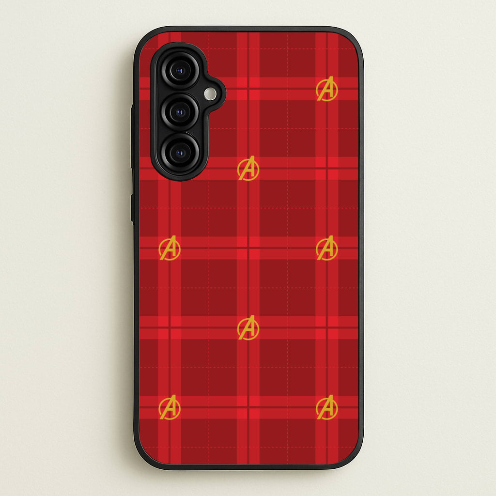 Superhero Team Red Tartan Pattern Galaxy A54 Case