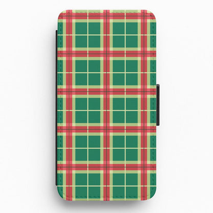 Red And Green Tartan II Christmas Pattern Flip / Wallet Phone Case
