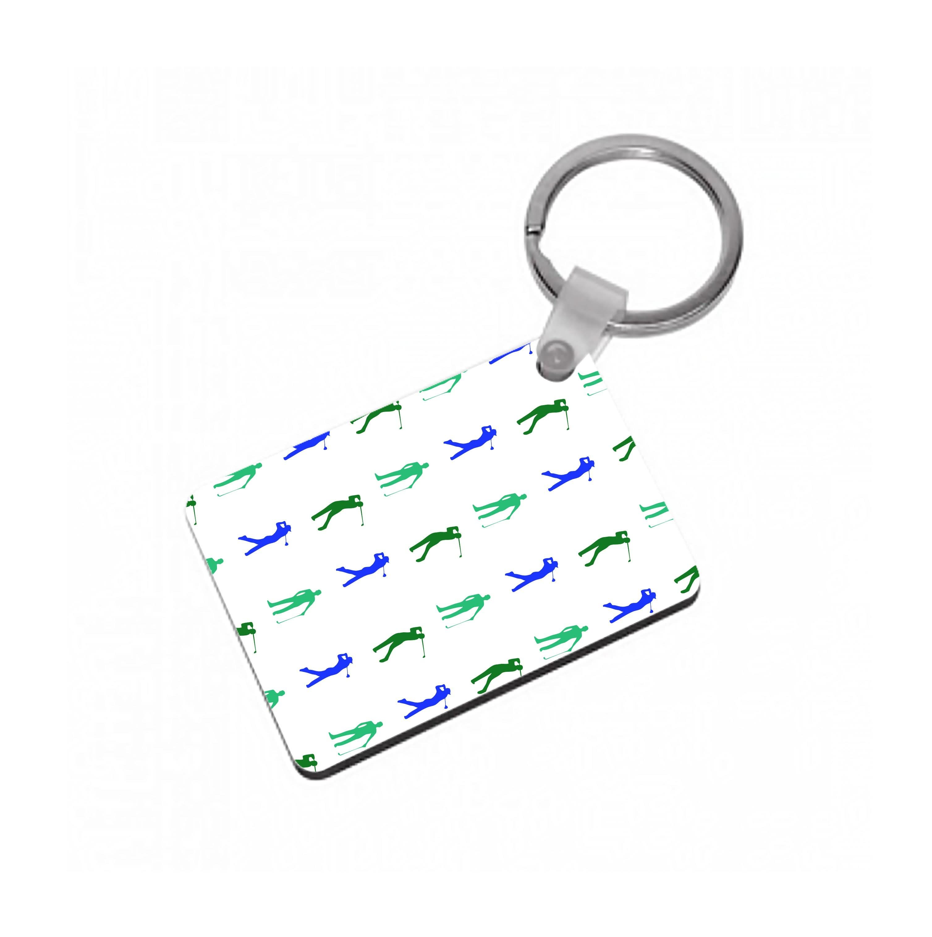 Golfer Silhouettes Pattern Keyring