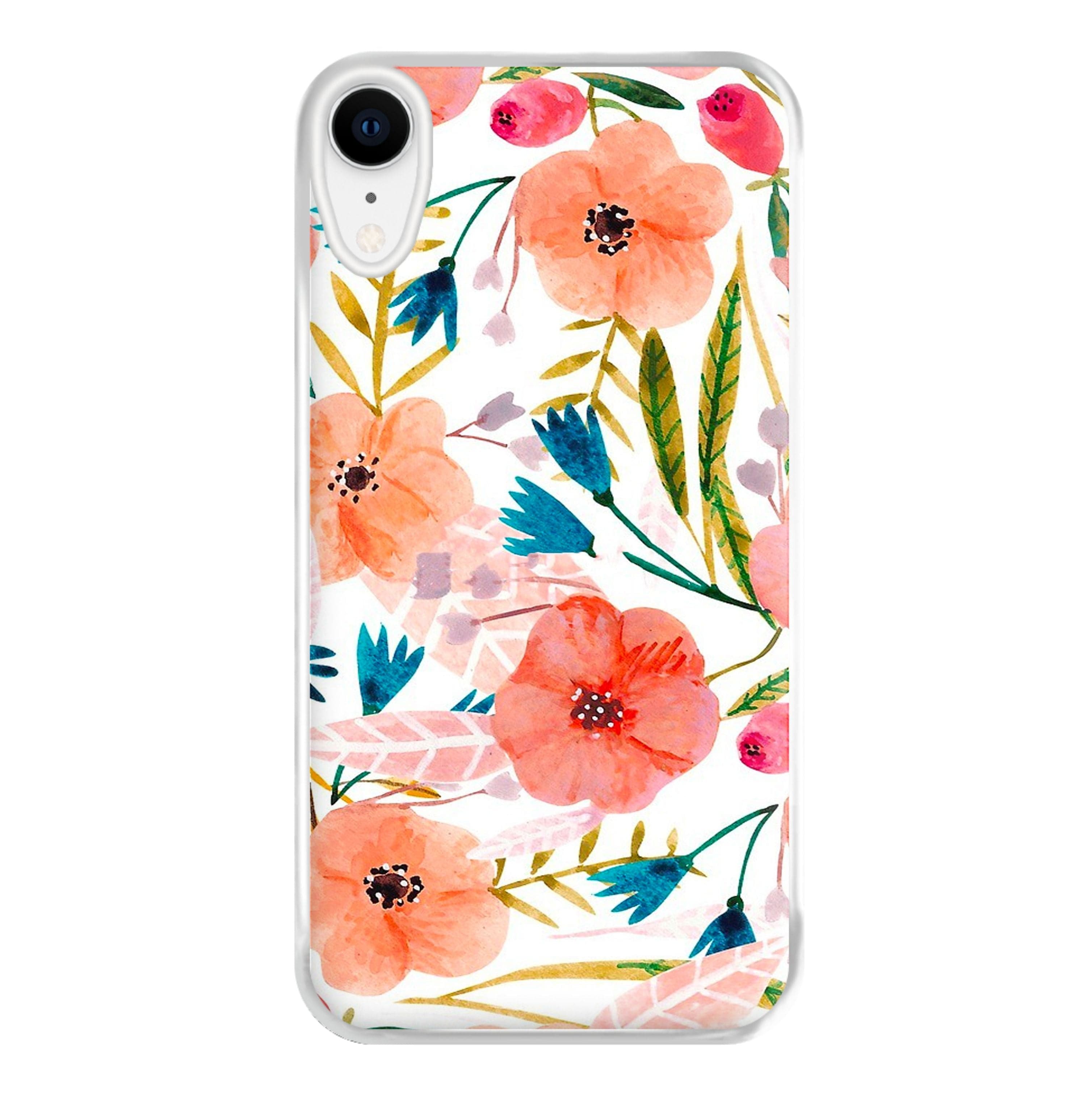 Peach Watercolour Floral Pattern Phone Case