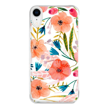 Peach Watercolour Floral Pattern Phone Case