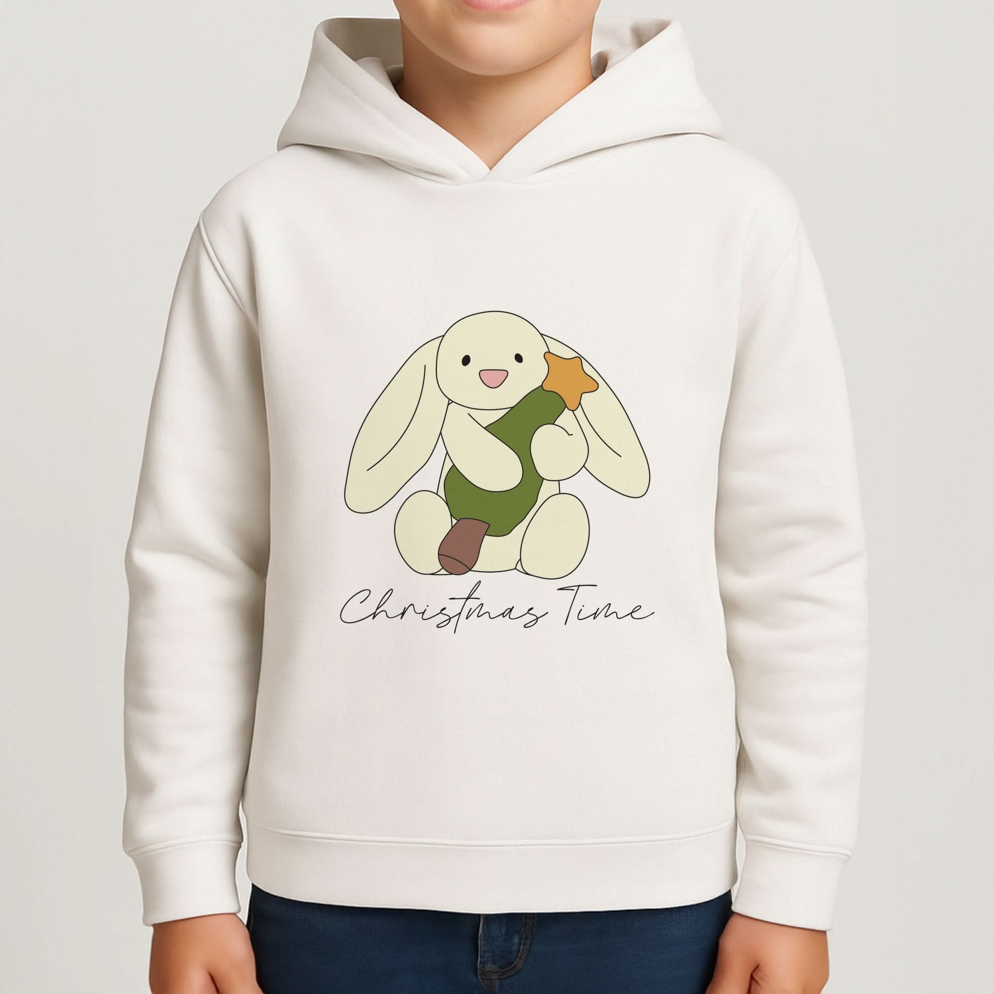 Christmas Bunny Stars Plush Boys Hoodie