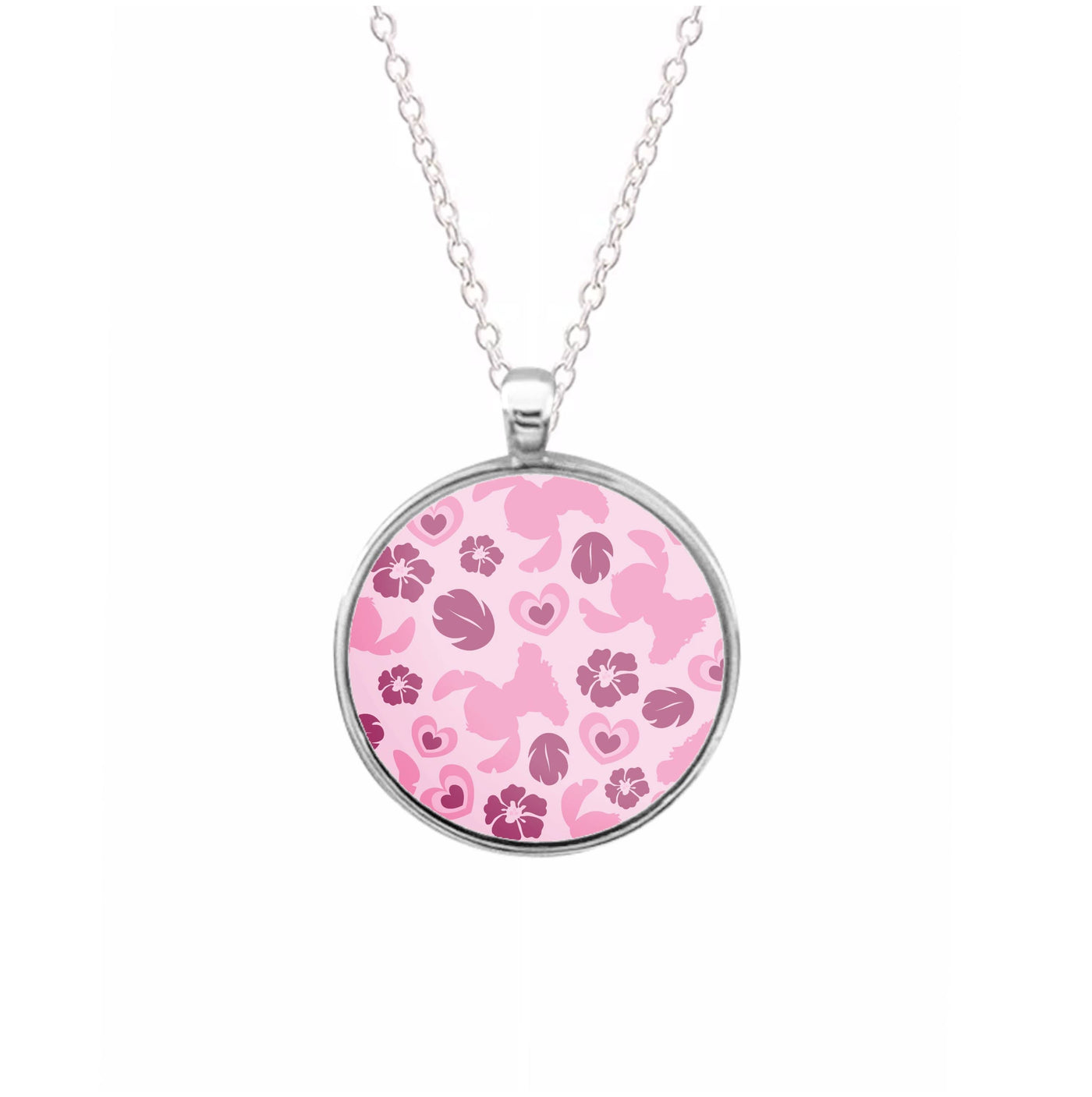 Pink Alien Silhouette Pattern Necklace