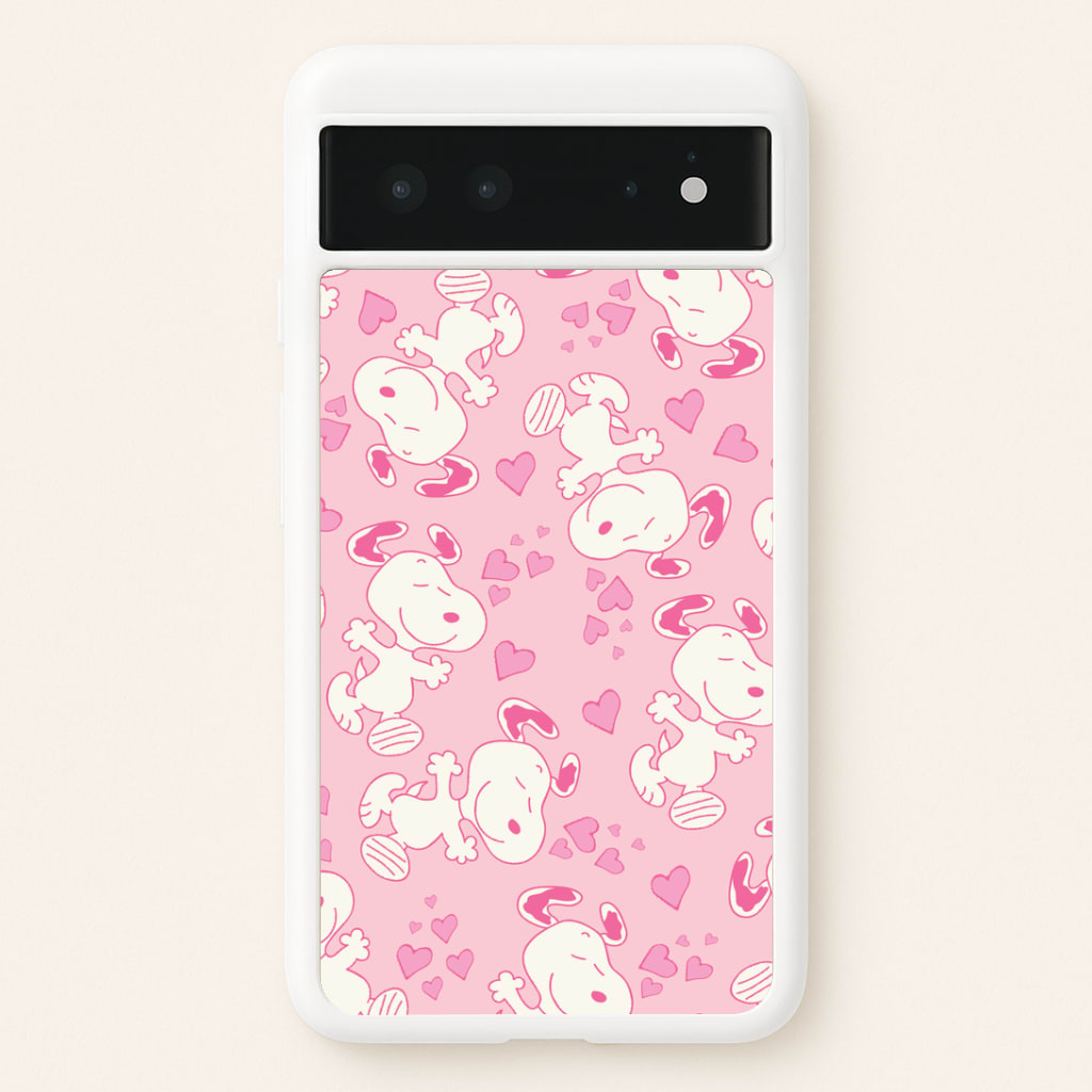 Cartoon Beagle Valentine Hearts Pattern Google Pixel 6 Case