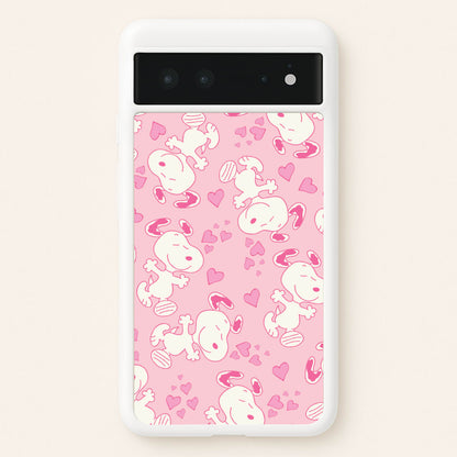 Cartoon Beagle Valentine Hearts Pattern Google Pixel 6 Case