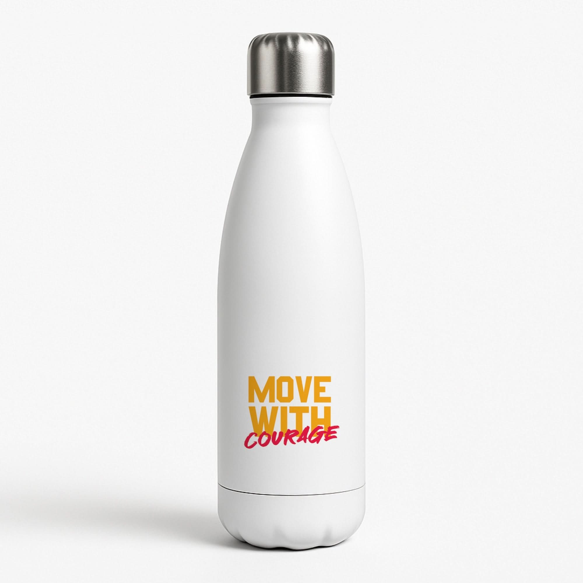 Move With Courage White Water Bottle