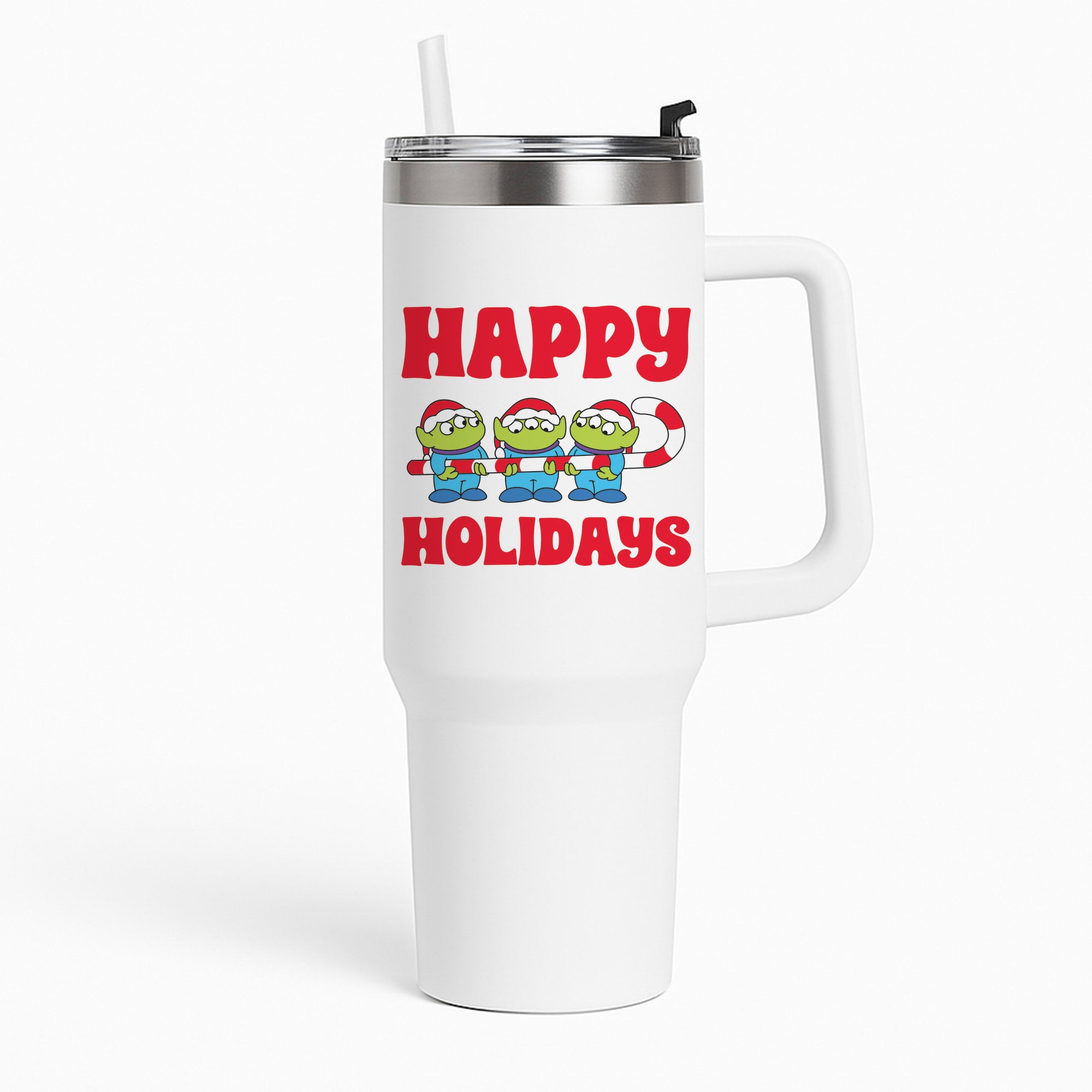 Happy Holidays Cute Green Aliens Tumbler