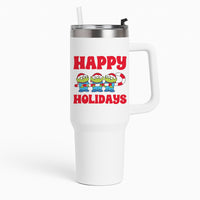 Happy Holidays Cute Green Aliens Tumbler