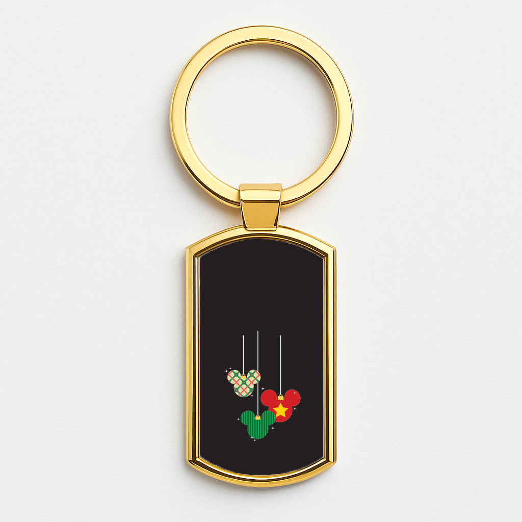 Cartoon Mouse Hanging Baubles Gold Keyring