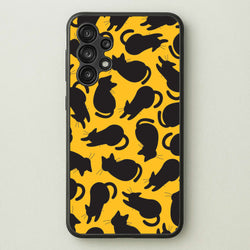 Black Cat Silhouettes Pattern Galaxy A13 Case