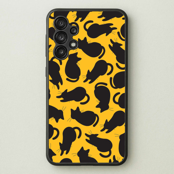 Black Cat Silhouettes Pattern Galaxy A13 Case