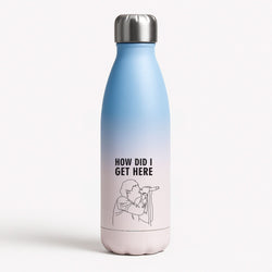 How Did I Get Here Outline Blue Water Bottle