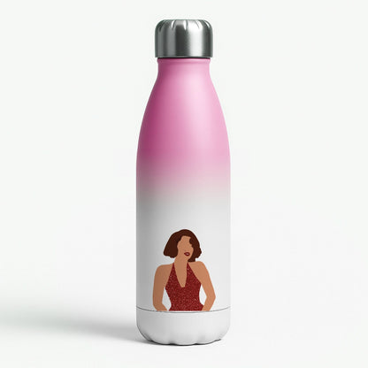 Red Sparkly Dress Pink Water Bottle