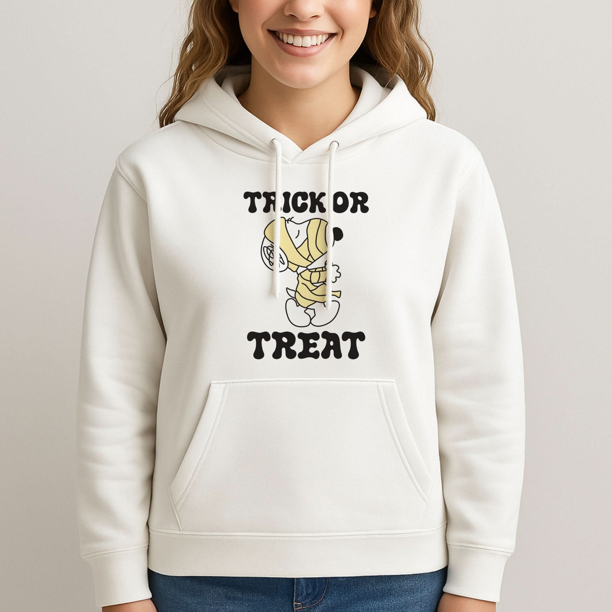 Trick Or Treat Cartoon Beagle Womans Hooded Sweatshirt