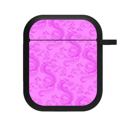 Pink Dragon Pattern AirPods Case