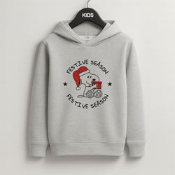 Cartoon Beagle Festive Season Grey Kids Hoodie