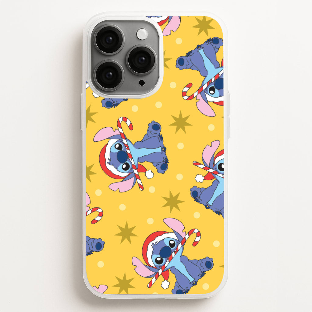 Cute Blue Alien Candycane Christmas Pattern iPhone 16 Pro Max Case