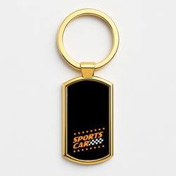 Sports Car Gold Keyring
