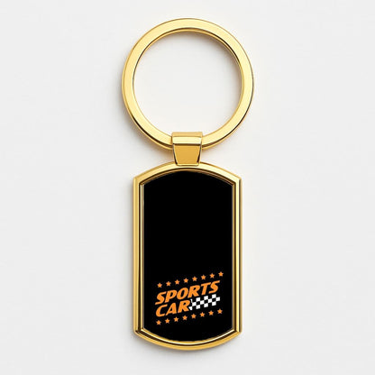 Sports Car Gold Keyring