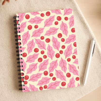 Pink Holly And Berries Pattern Notepad