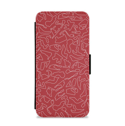 Track Outlines Red Flip / Wallet Phone Case