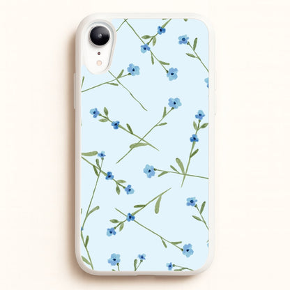 Baby Blue Floral Pattern iPhone XR Case