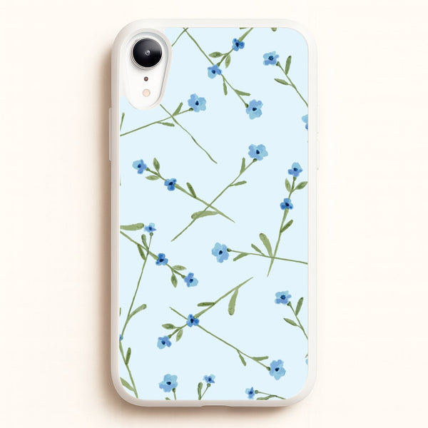 Baby Blue Floral Pattern iPhone XR Case