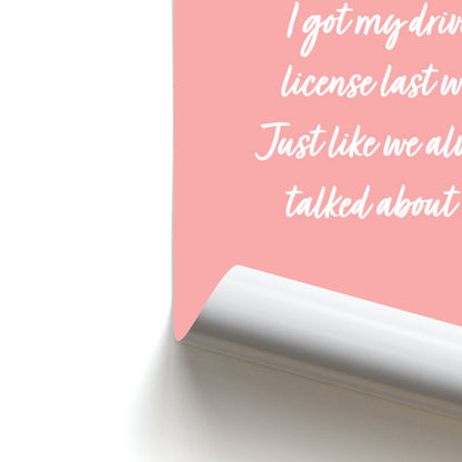 Drivers License Lyrics - Olivia TikTok Poster