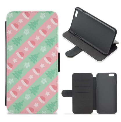 Hats And Trees Pattern Flip / Wallet Phone Case