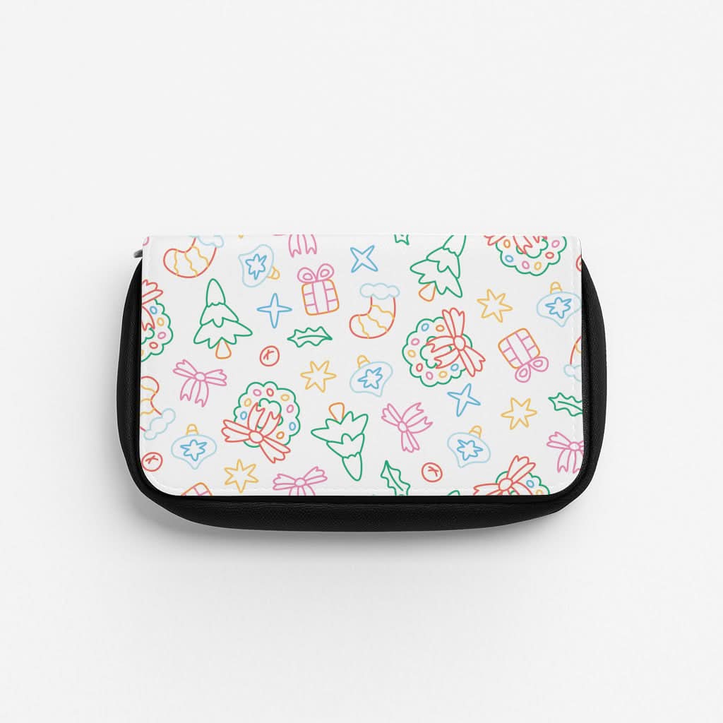 Neon Christmas Icons Pattern II Pencil Case