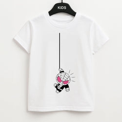 Pink Hanging Spider Hero  Kids Unisex T-Shirt