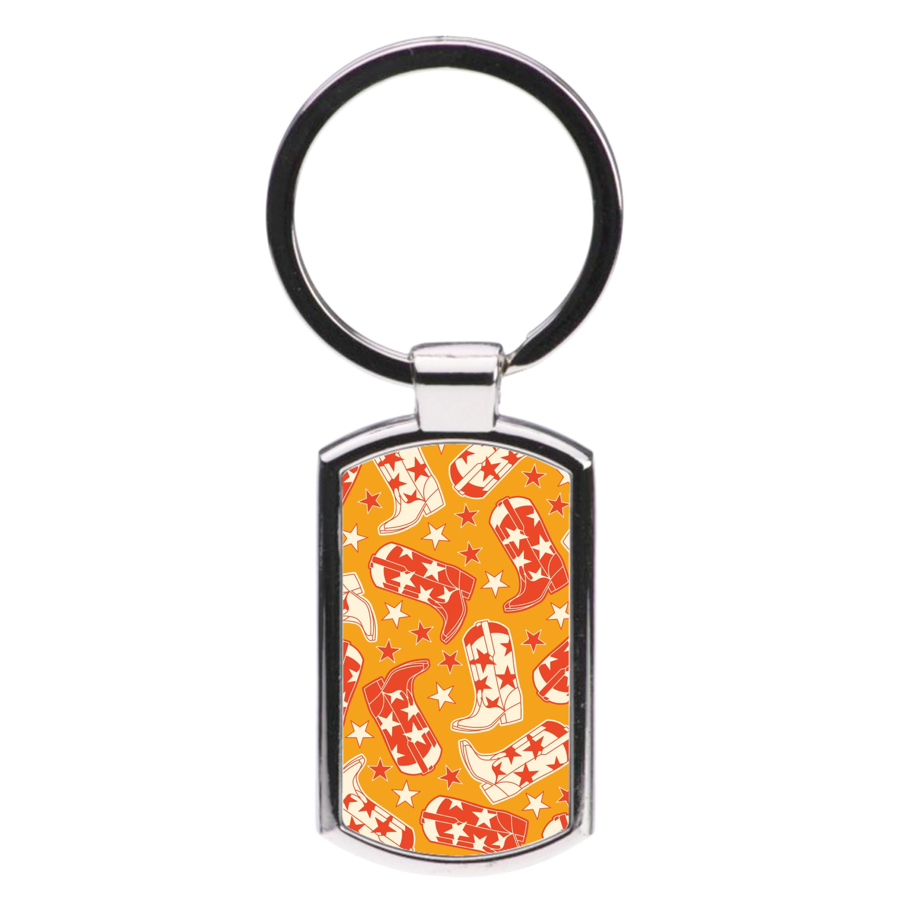 Cartoon Cowboy Boots And Stars Pattern Luxury Keyring