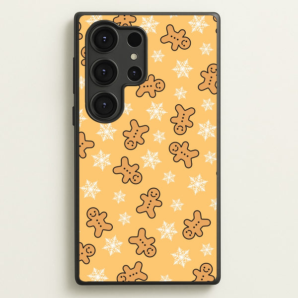 Cute Gingerbread And Snowflakes Pattern Galaxy S25 Ultra Case