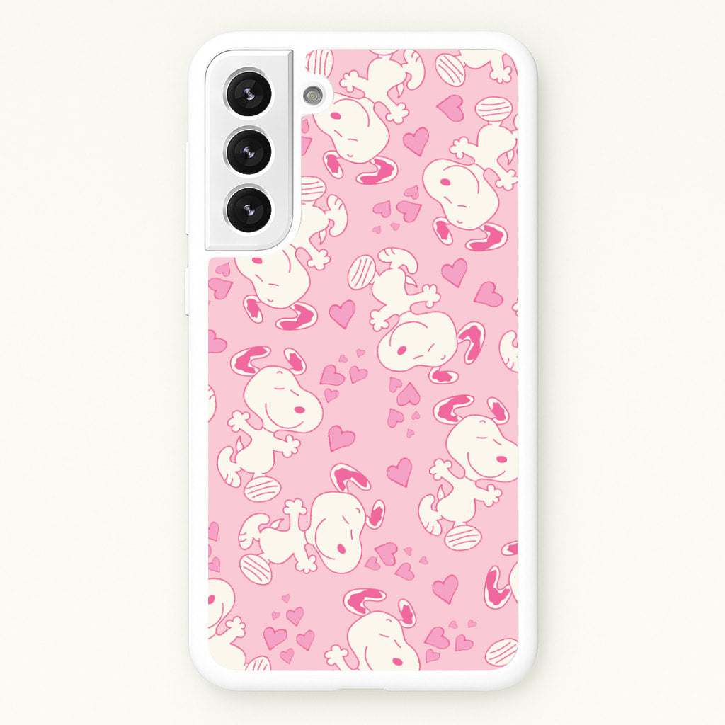 Cartoon Beagle Valentine Hearts Pattern Galaxy S22 Case