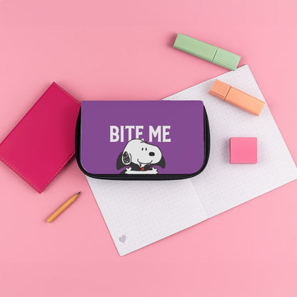 Bite Me Cartoon Beagle Pencil Case