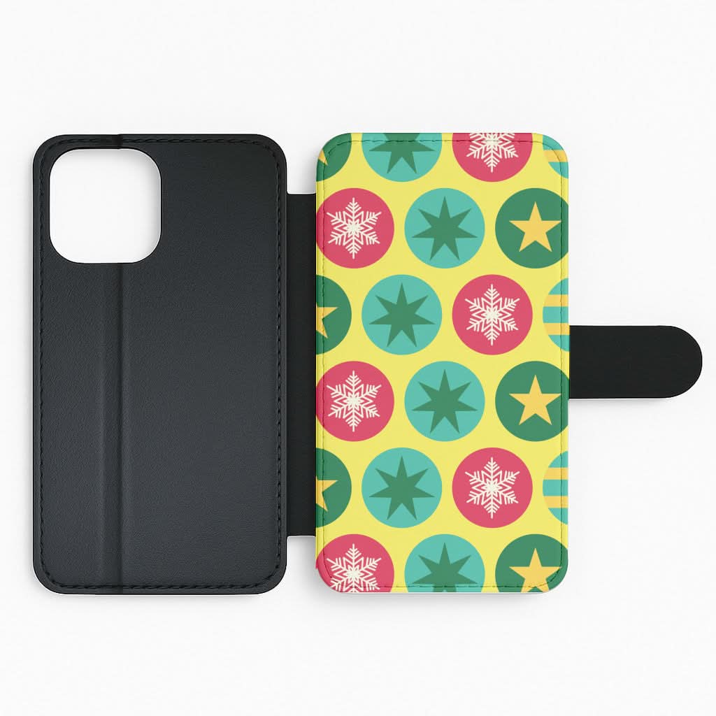 Colourful Abstract Baubles Christmas Pattern Flip Phone Case