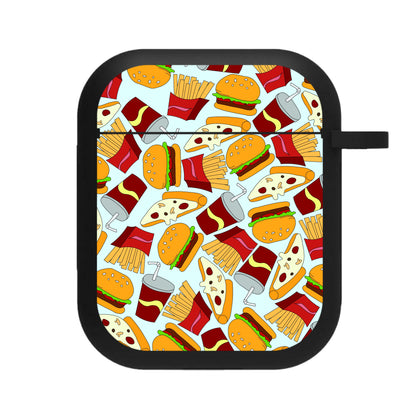 Burgers, Fries And Pizzas - Fast Food Patterns AirPods Case