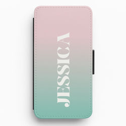 Gradient Personalised Name Flip / Wallet Phone Case