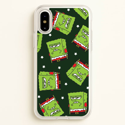 Grumpy Christmas Cartoon Sponge Pattern iPhone X / XS Case