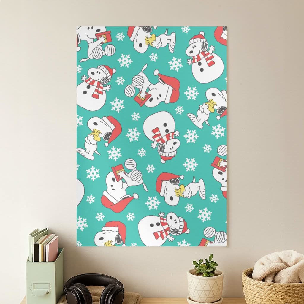 Christmas Cartoon Beagle Pattern Poster