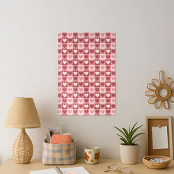 Pink Tartan Love Hearts Pattern Art Print