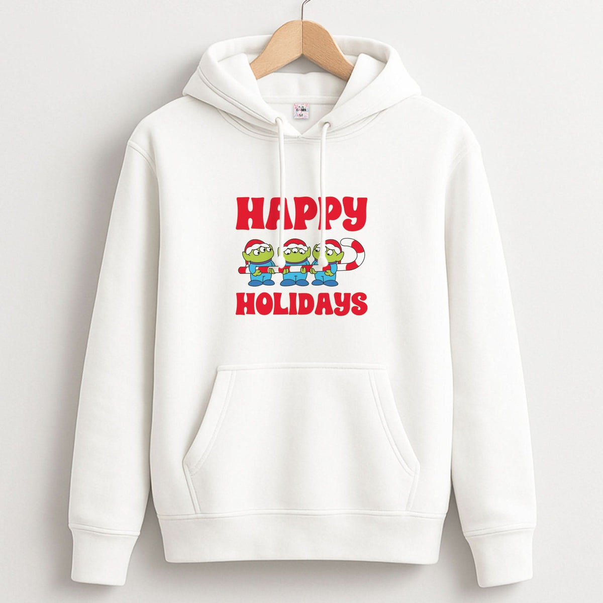 Happy Holidays Cute Green Aliens Hoodie