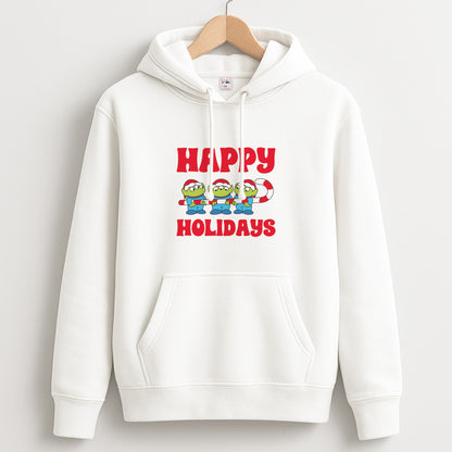Happy Holidays Cute Green Aliens Unisex Hoodie