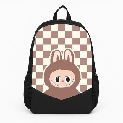 Checkered Cute Brown Monster  Backpack