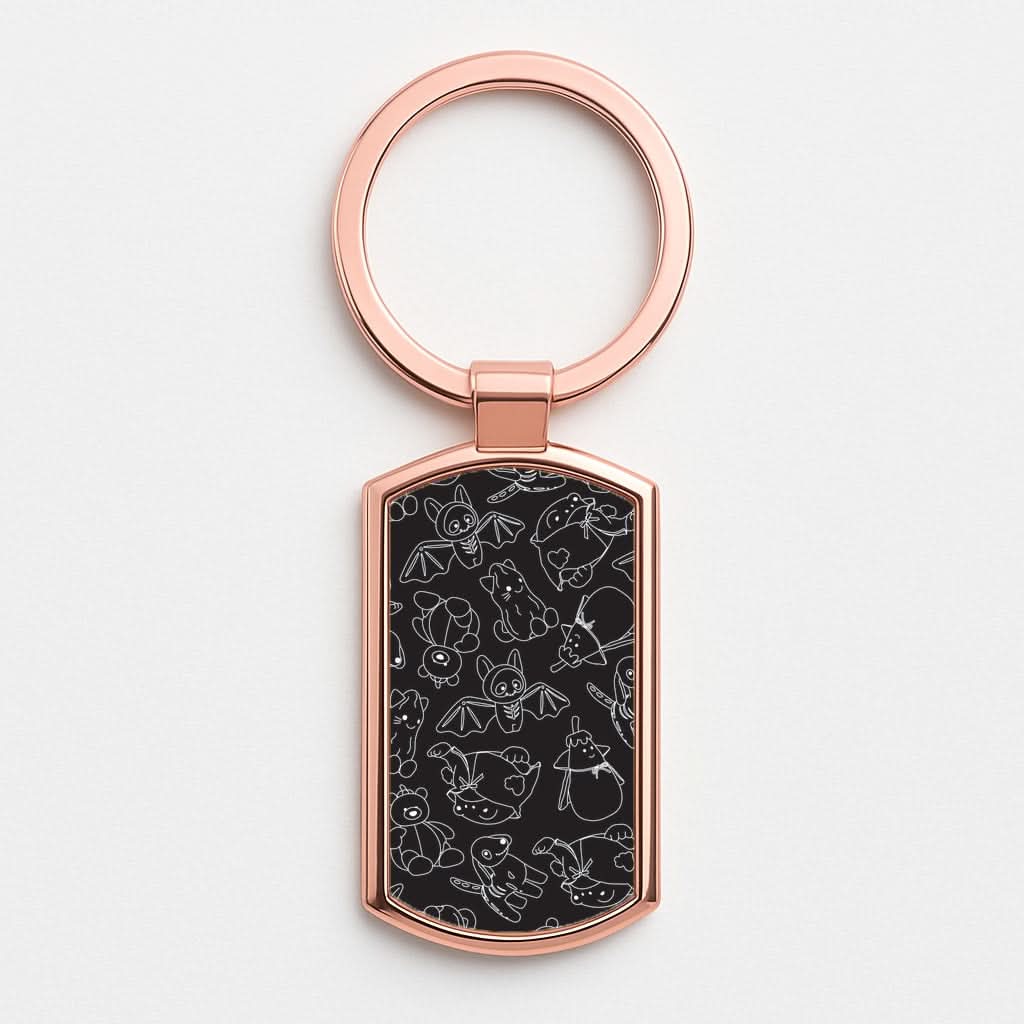 Halloween Plushies Pattern II - Halloween Rose Gold Keyring