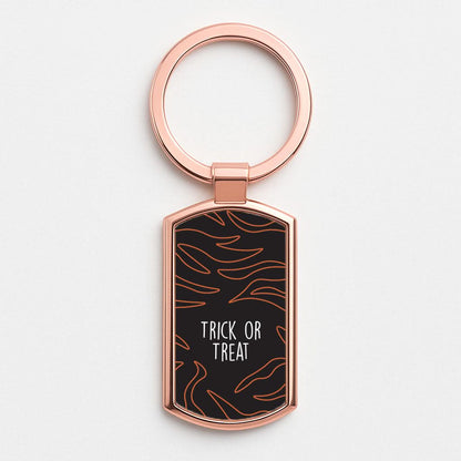 Zebra Print Trick Or Treat Rose Gold Keyring