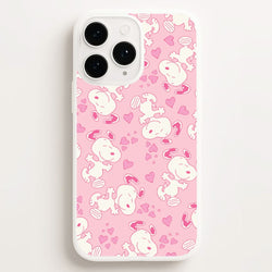 Cartoon Beagle Valentine Hearts Pattern Phone Case for Apple iPhone, Samsung Galaxy, Huawei and Google Pixel