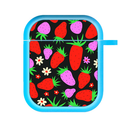 Abstract Strawberries Pattern AirPods Case