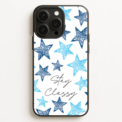 Stay Classy Blue Stars Pattern Phone Case for iPhone, Samsung Galaxy and Google Pixel