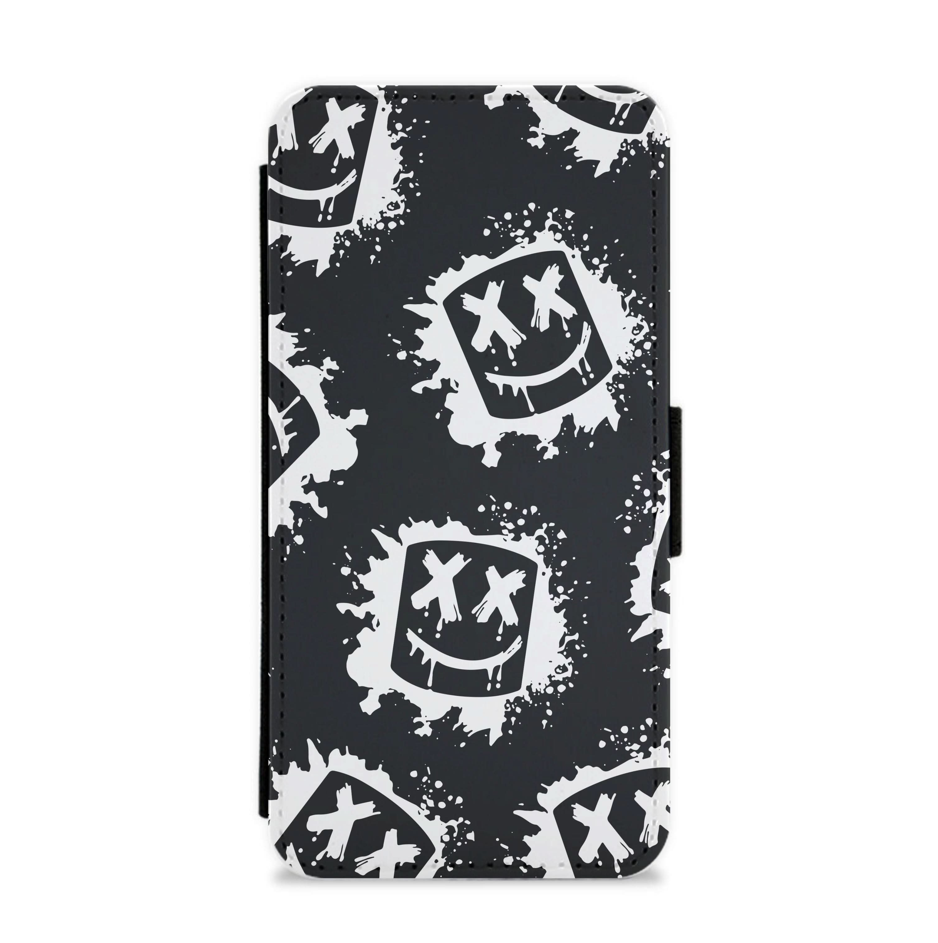 Black And White Helmet DJ Pattern Flip / Wallet Phone Case